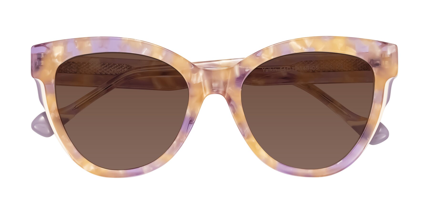 Folded Front of Yalkin in Floral Tortoise with Brown Tinted Lenses