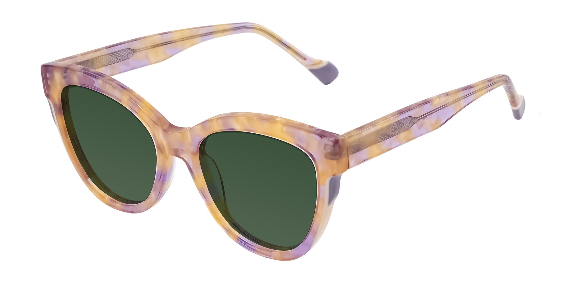 Angle of Yalkin in Floral Tortoise with Green Tinted Lenses