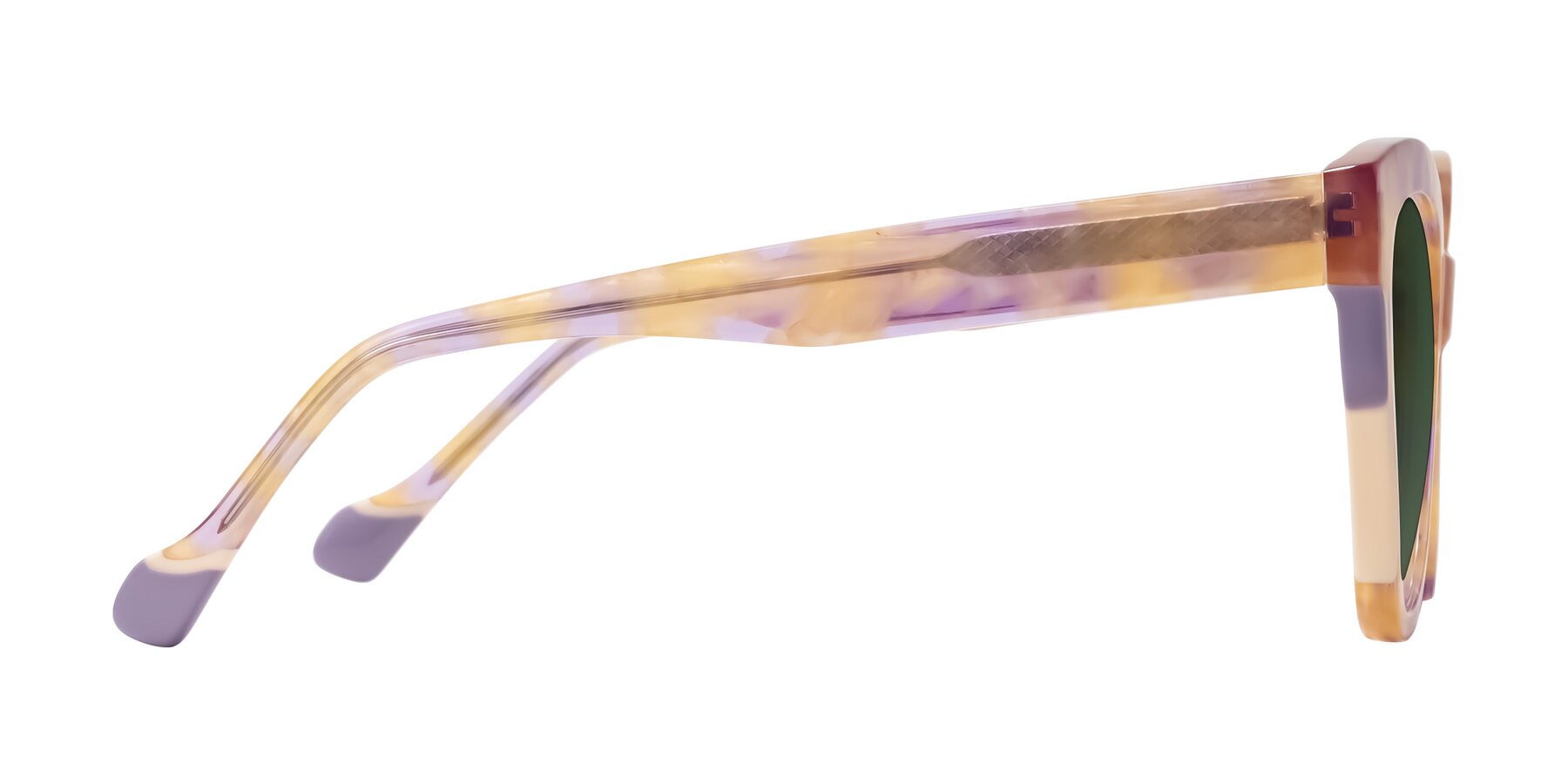 Side of Yalkin in Floral Tortoise with Green Tinted Lenses