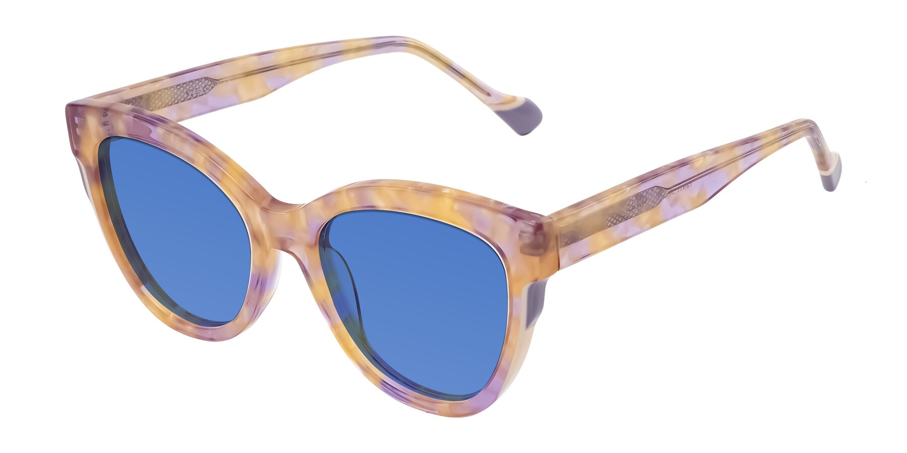 Angle of Yalkin in Floral Tortoise with Blue Tinted Lenses