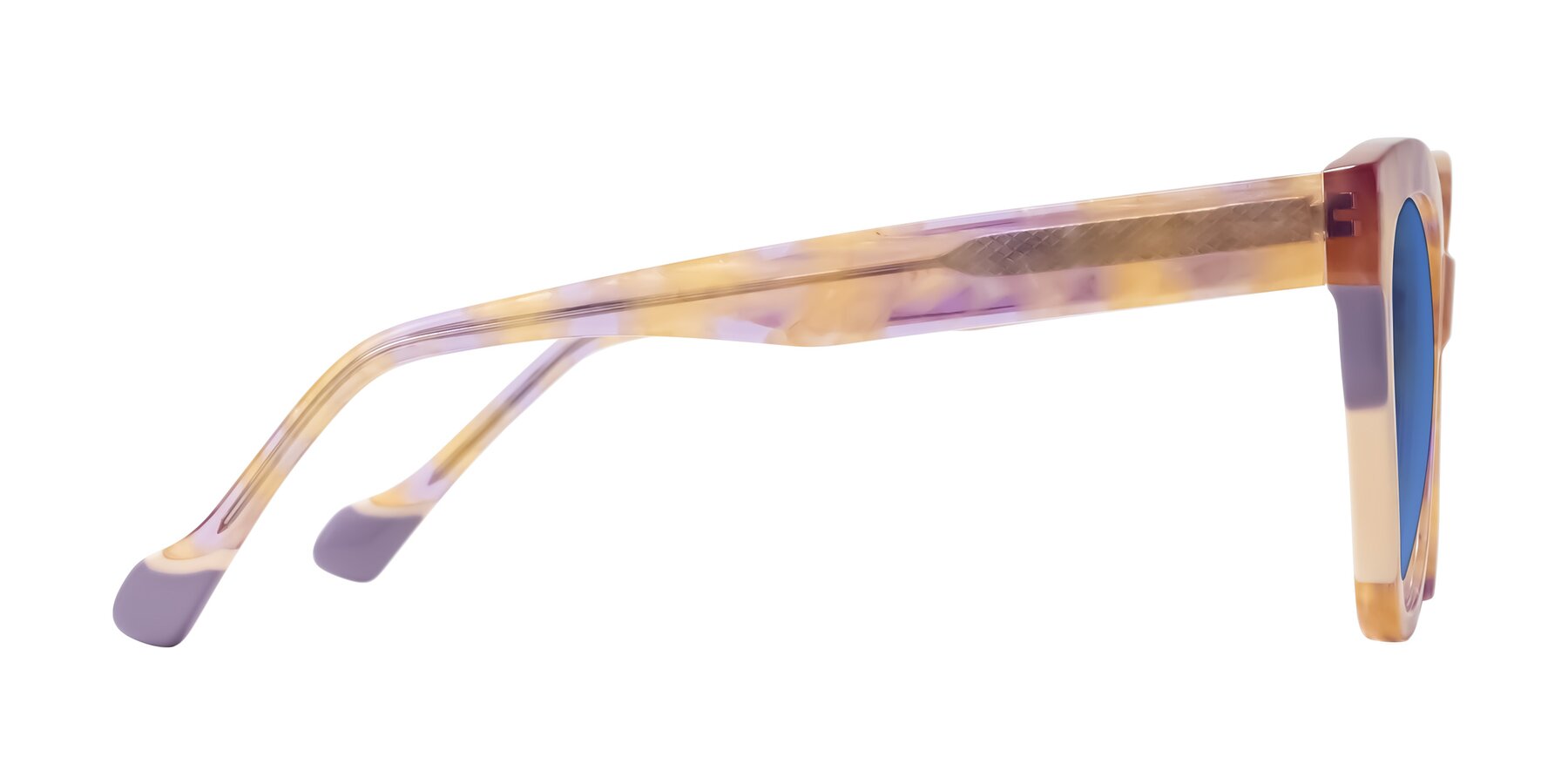 Side of Yalkin in Floral Tortoise with Blue Tinted Lenses