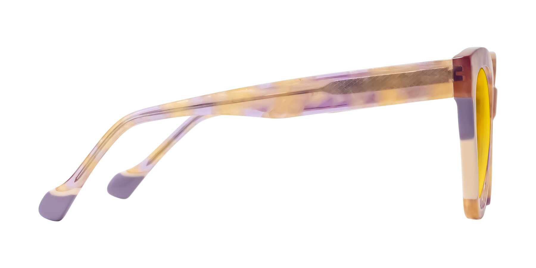 Side of Yalkin in Floral Tortoise with Yellow Tinted Lenses