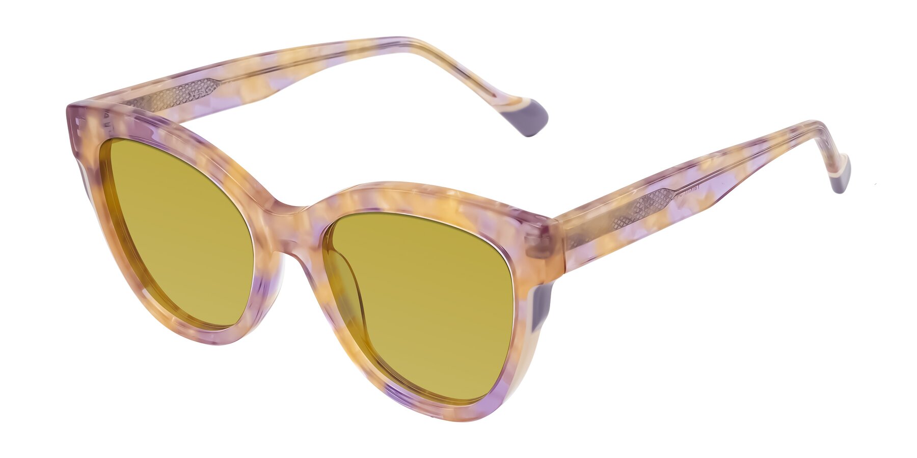 Angle of Yalkin in Floral Tortoise with Champagne Tinted Lenses