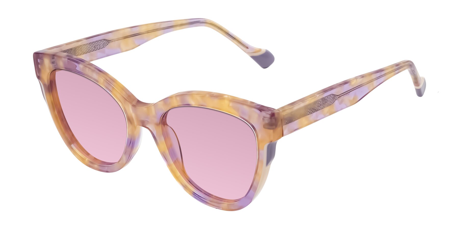 Angle of Yalkin in Floral Tortoise with Light Wine Tinted Lenses