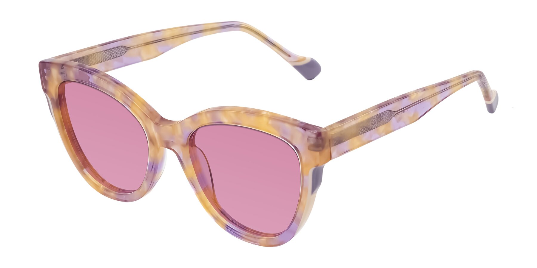 Angle of Yalkin in Floral Tortoise with Medium Wine Tinted Lenses