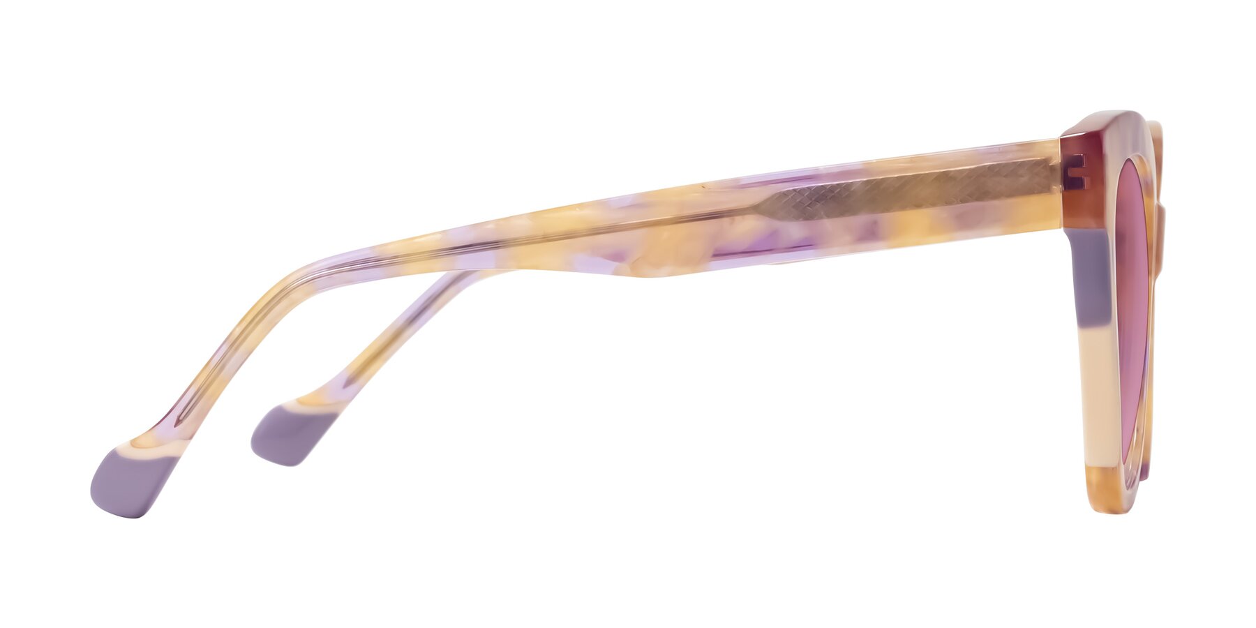 Side of Yalkin in Floral Tortoise with Medium Wine Tinted Lenses