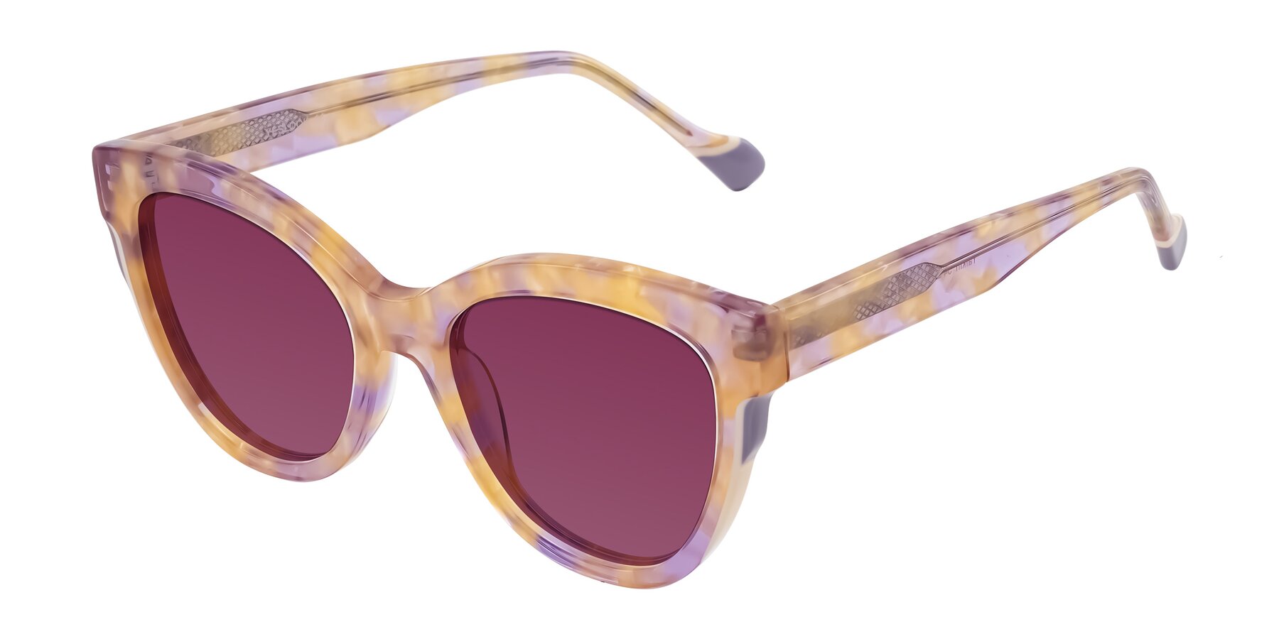 Angle of Yalkin in Floral Tortoise with Wine Tinted Lenses