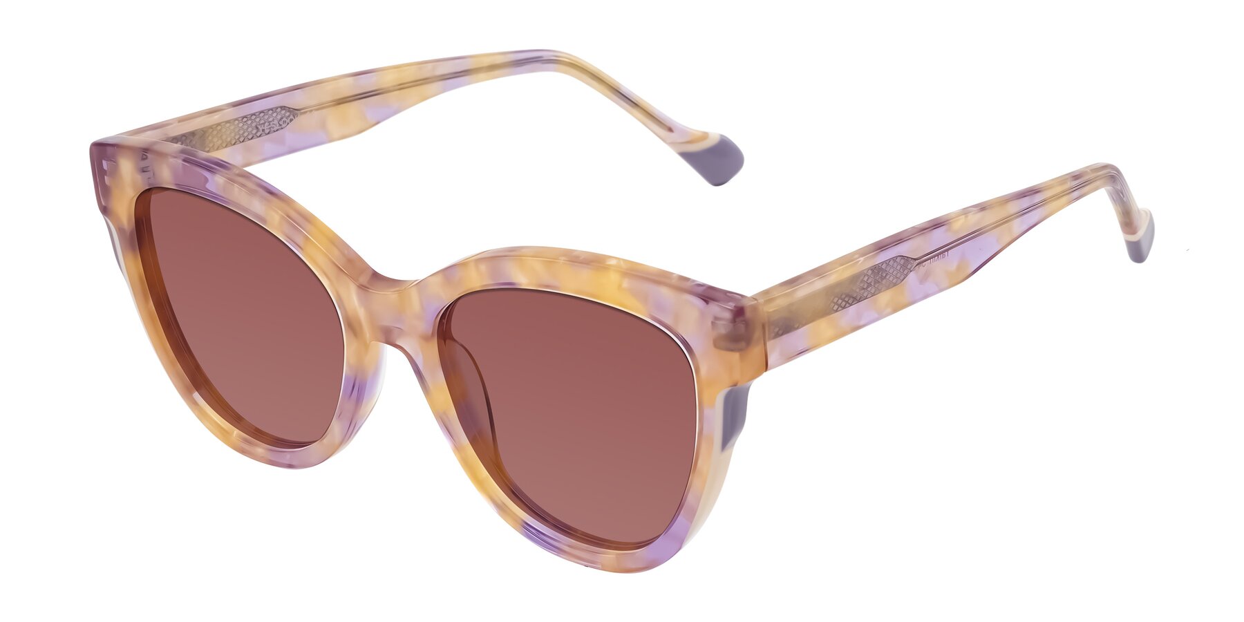Angle of Yalkin in Floral Tortoise with Garnet Tinted Lenses