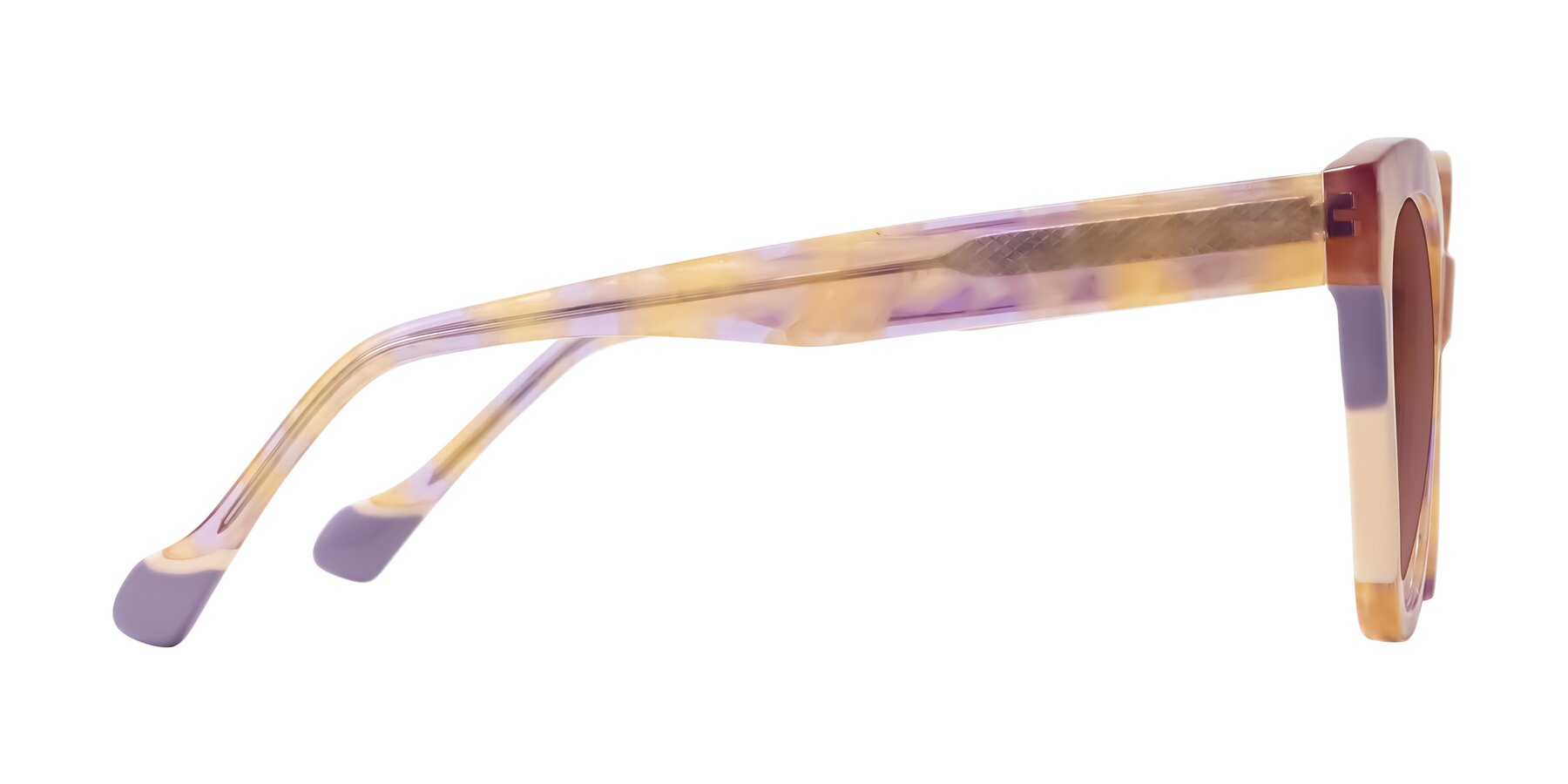 Side of Yalkin in Floral Tortoise with Garnet Tinted Lenses