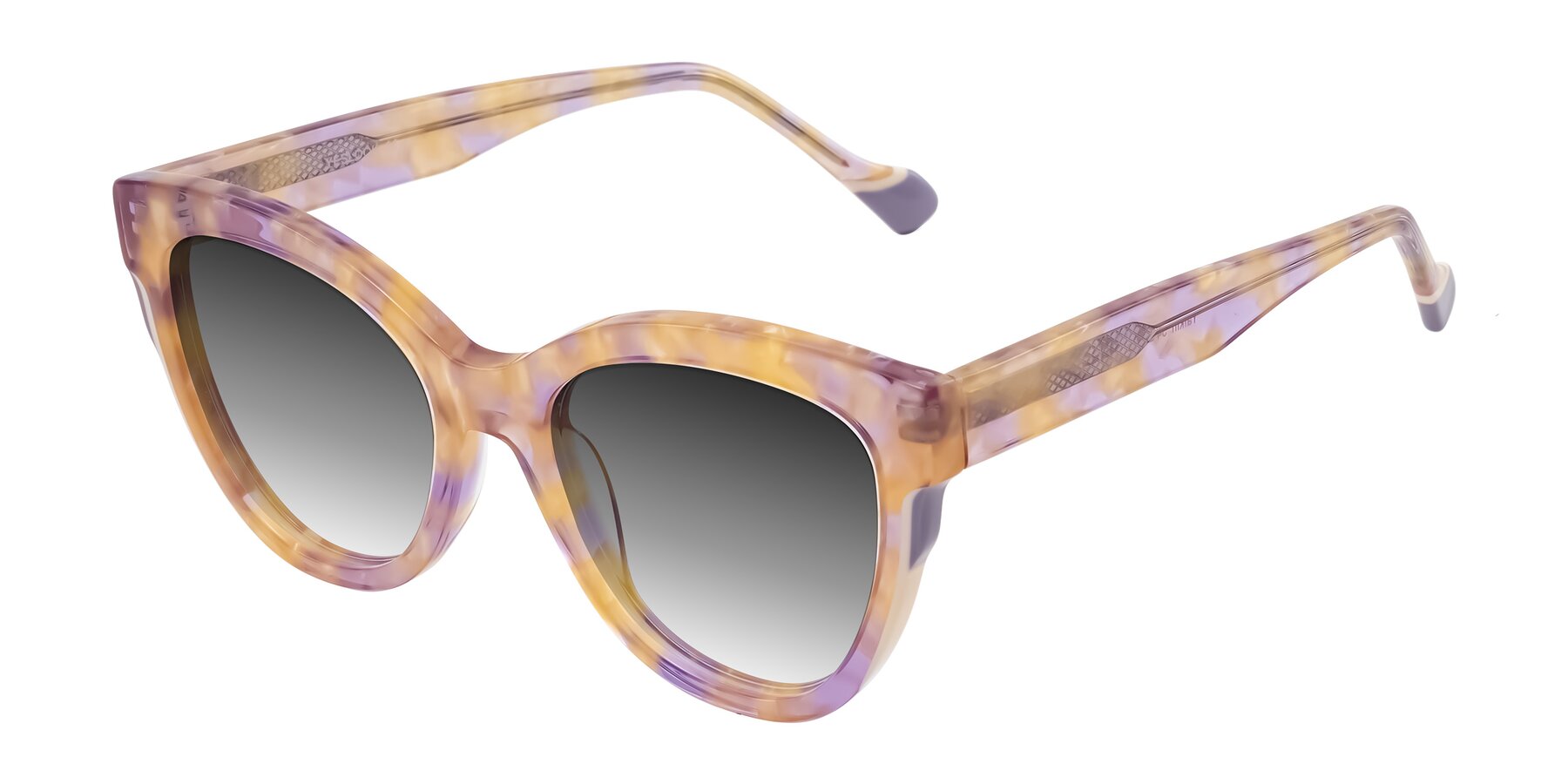 Angle of Yalkin in Floral Tortoise with Gray Gradient Lenses