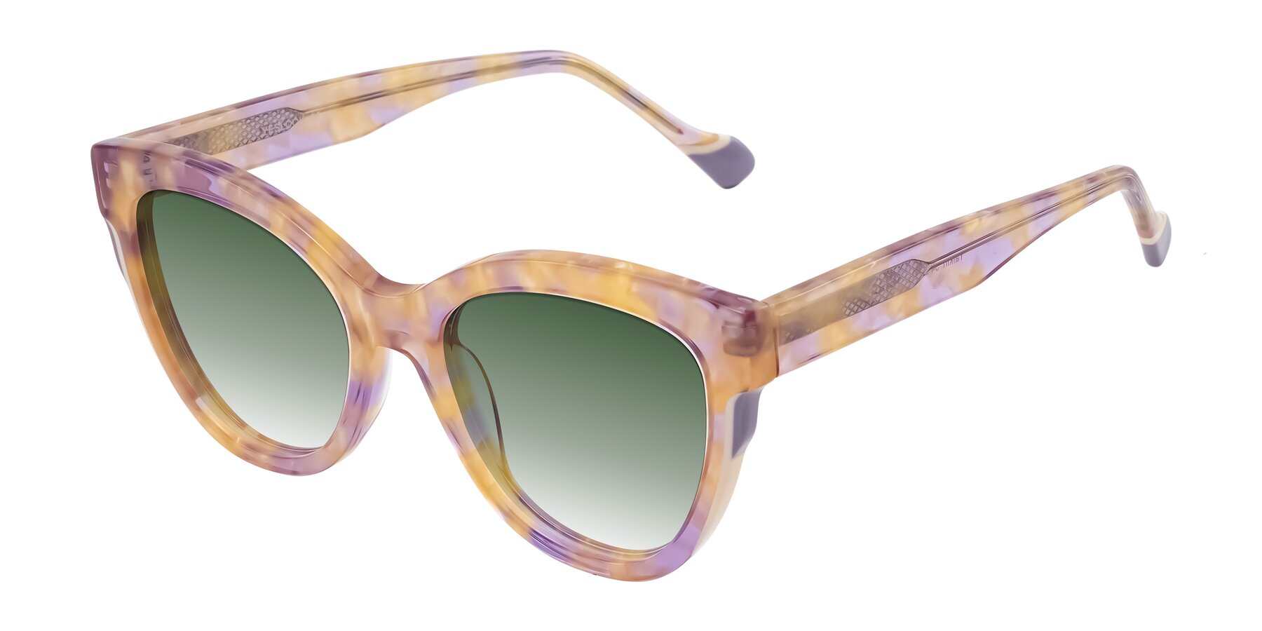 Angle of Yalkin in Floral Tortoise with Green Gradient Lenses