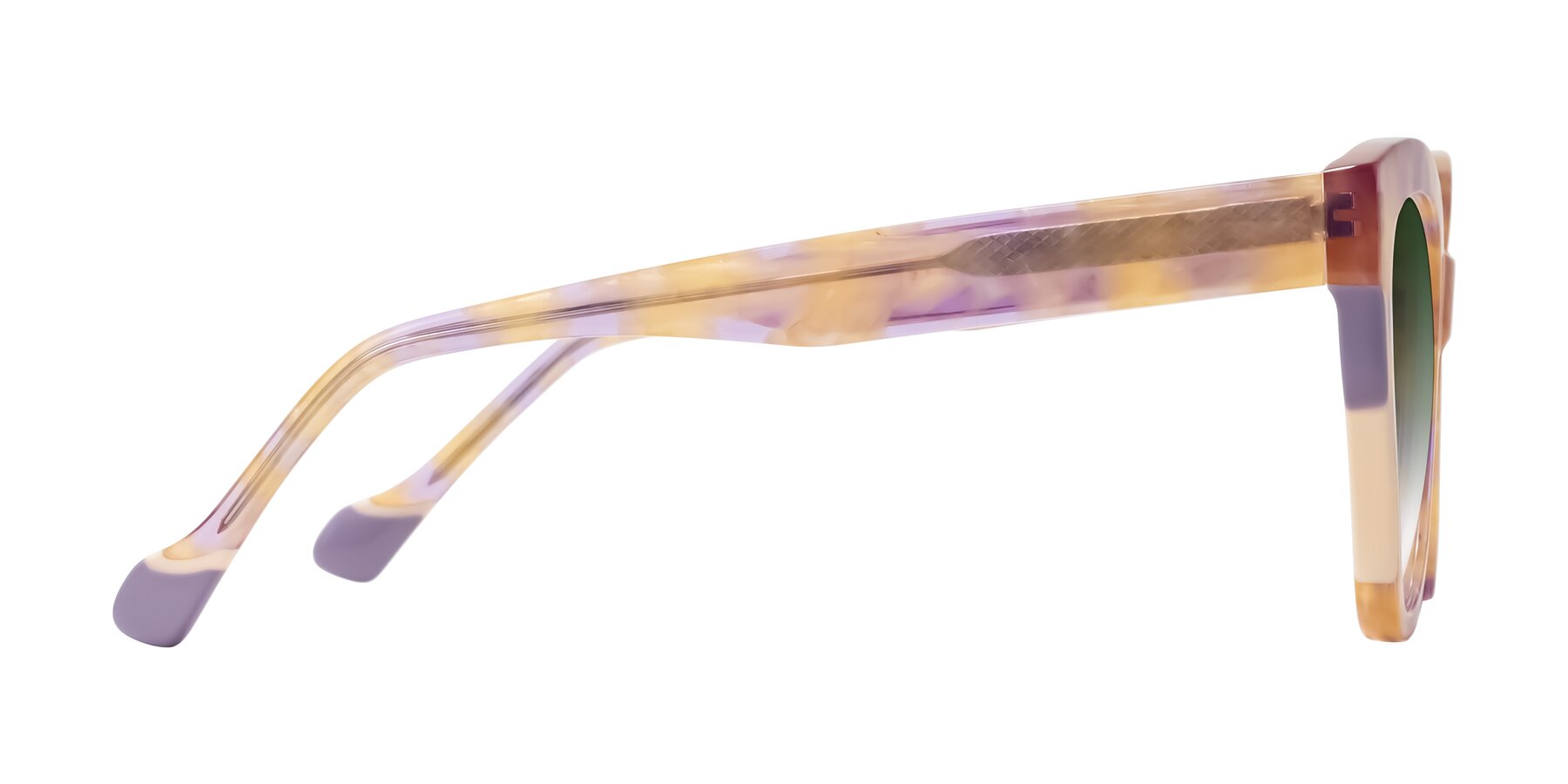 Side of Yalkin in Floral Tortoise with Green Gradient Lenses