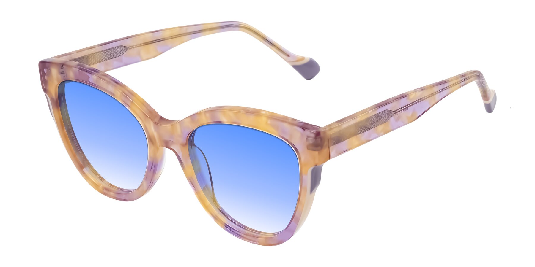 Angle of Yalkin in Floral Tortoise with Blue Gradient Lenses