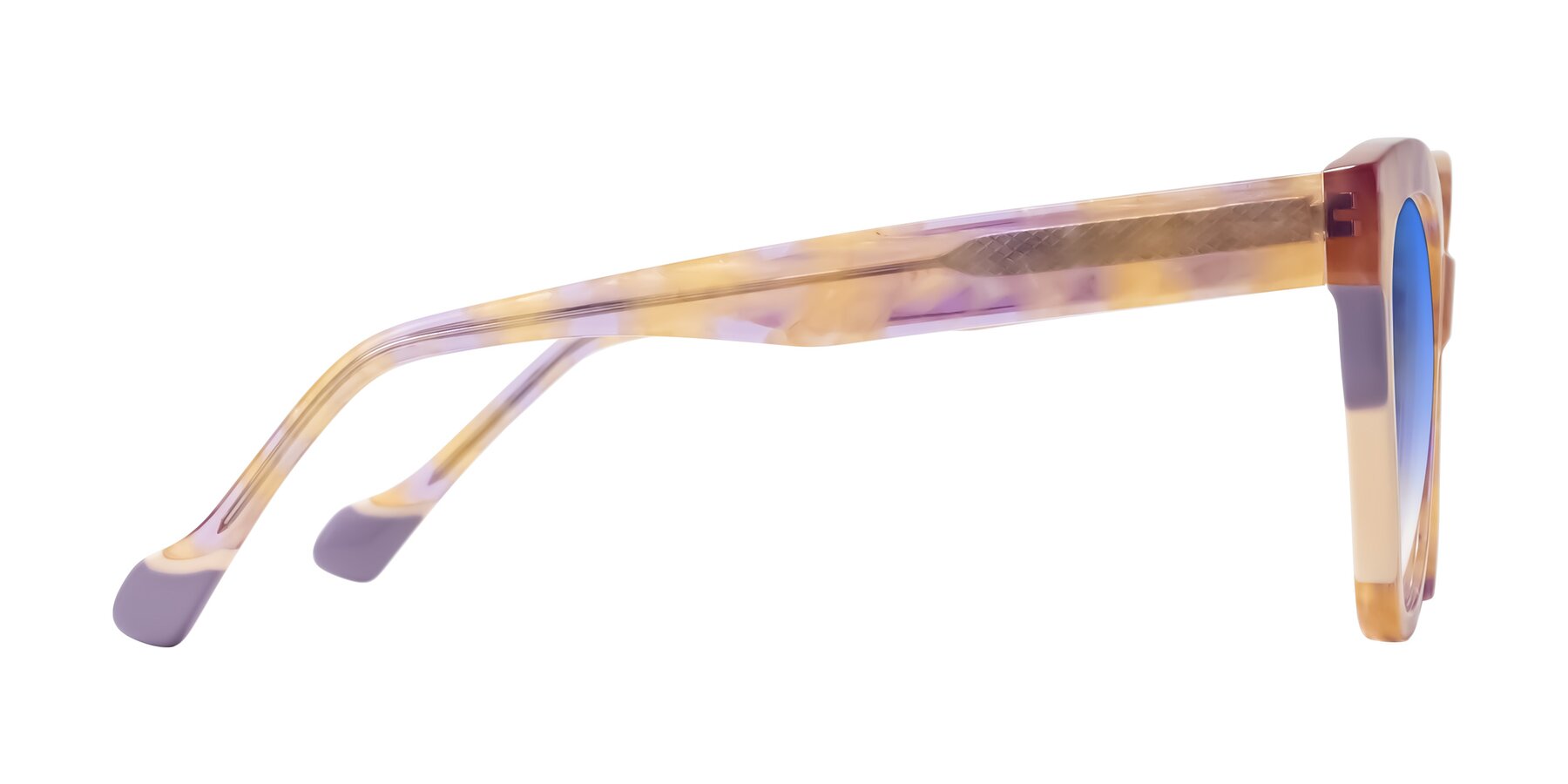 Side of Yalkin in Floral Tortoise with Blue Gradient Lenses