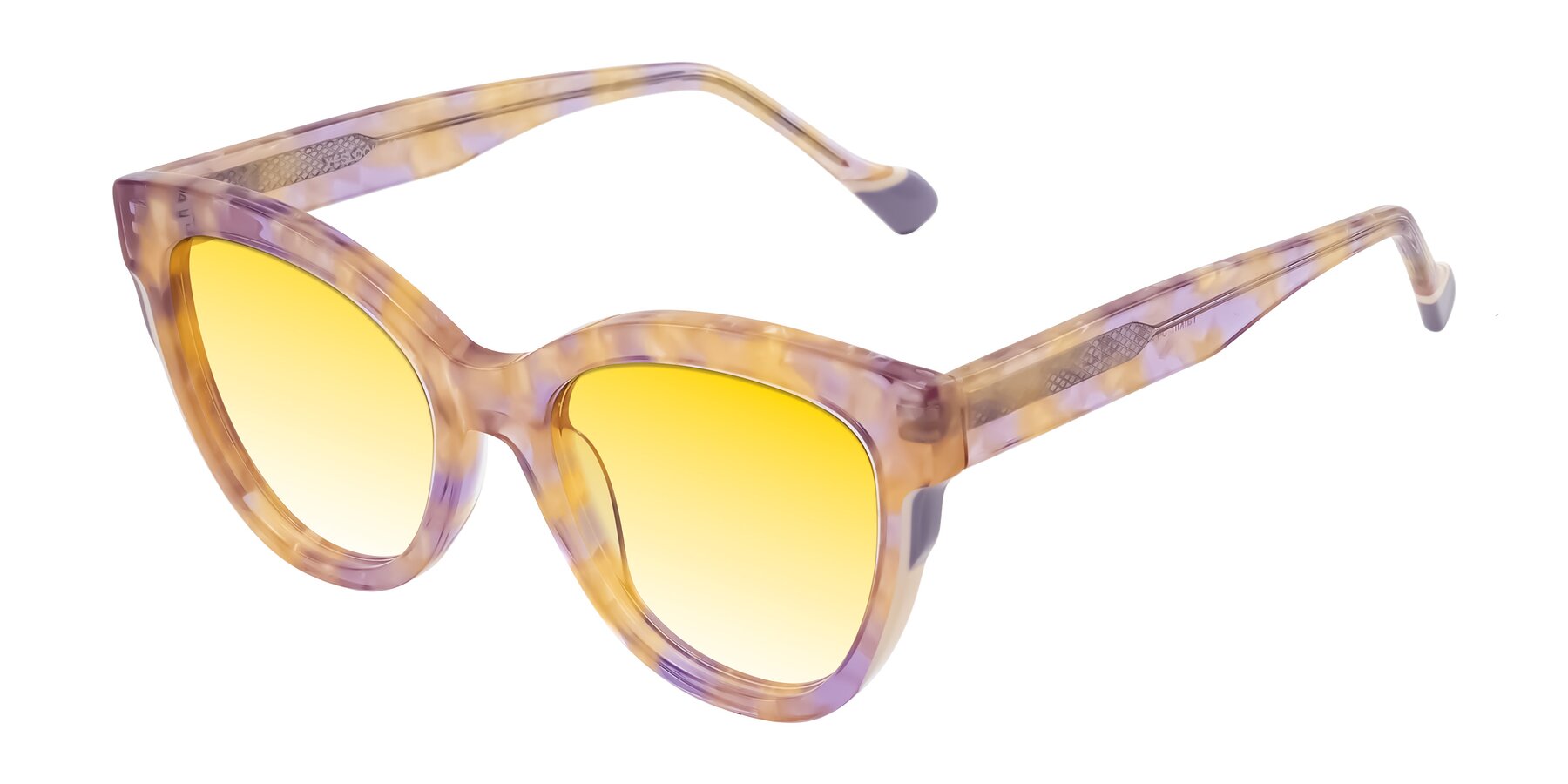 Angle of Yalkin in Floral Tortoise with Yellow Gradient Lenses