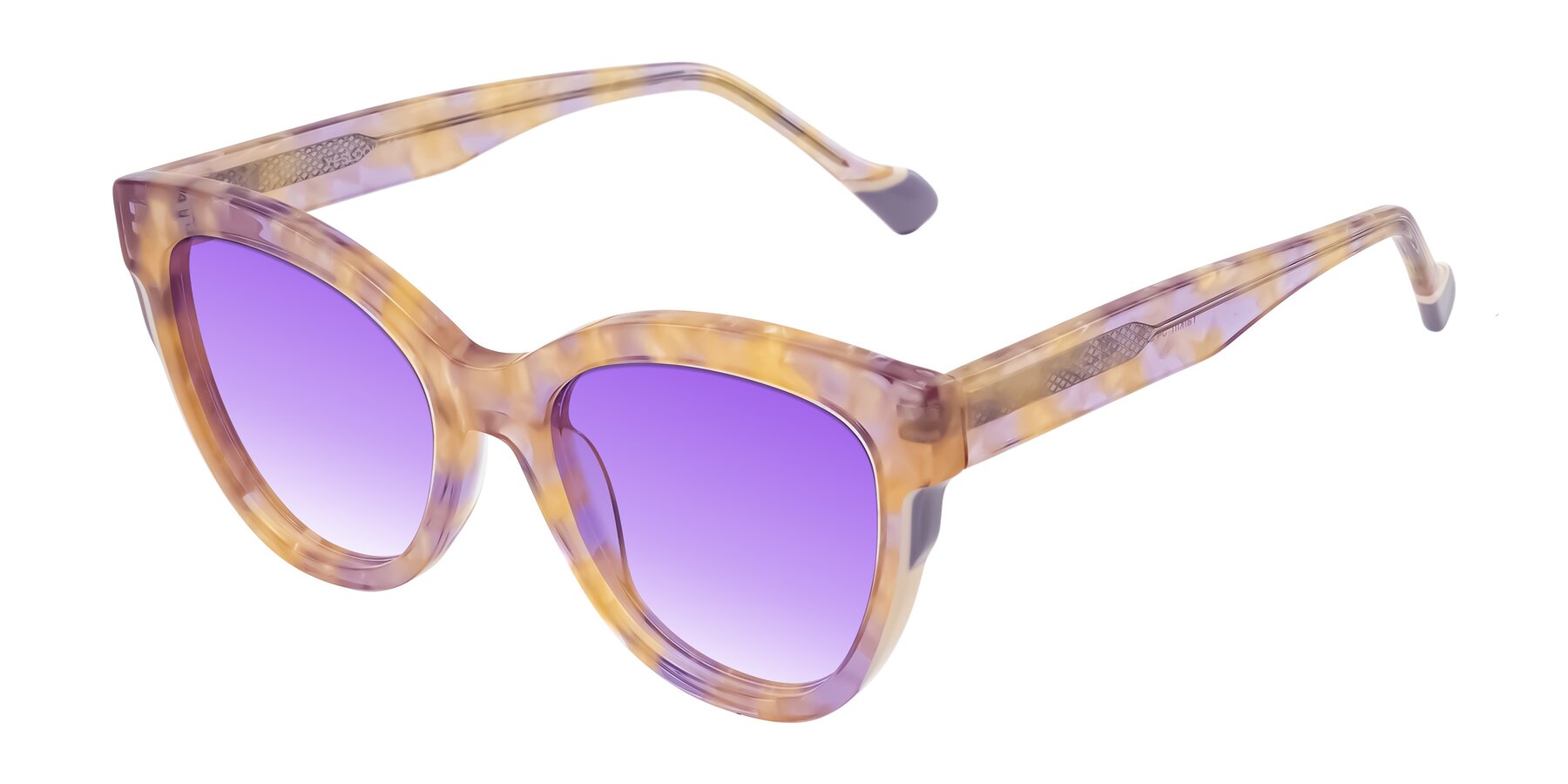 Angle of Yalkin in Floral Tortoise with Purple Gradient Lenses