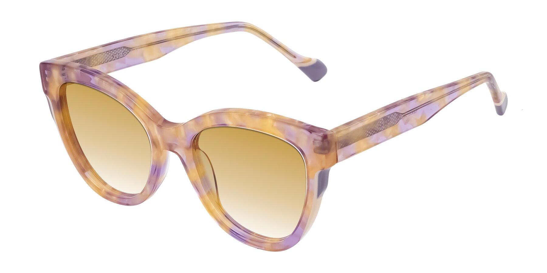Angle of Yalkin in Floral Tortoise with Champagne Gradient Lenses