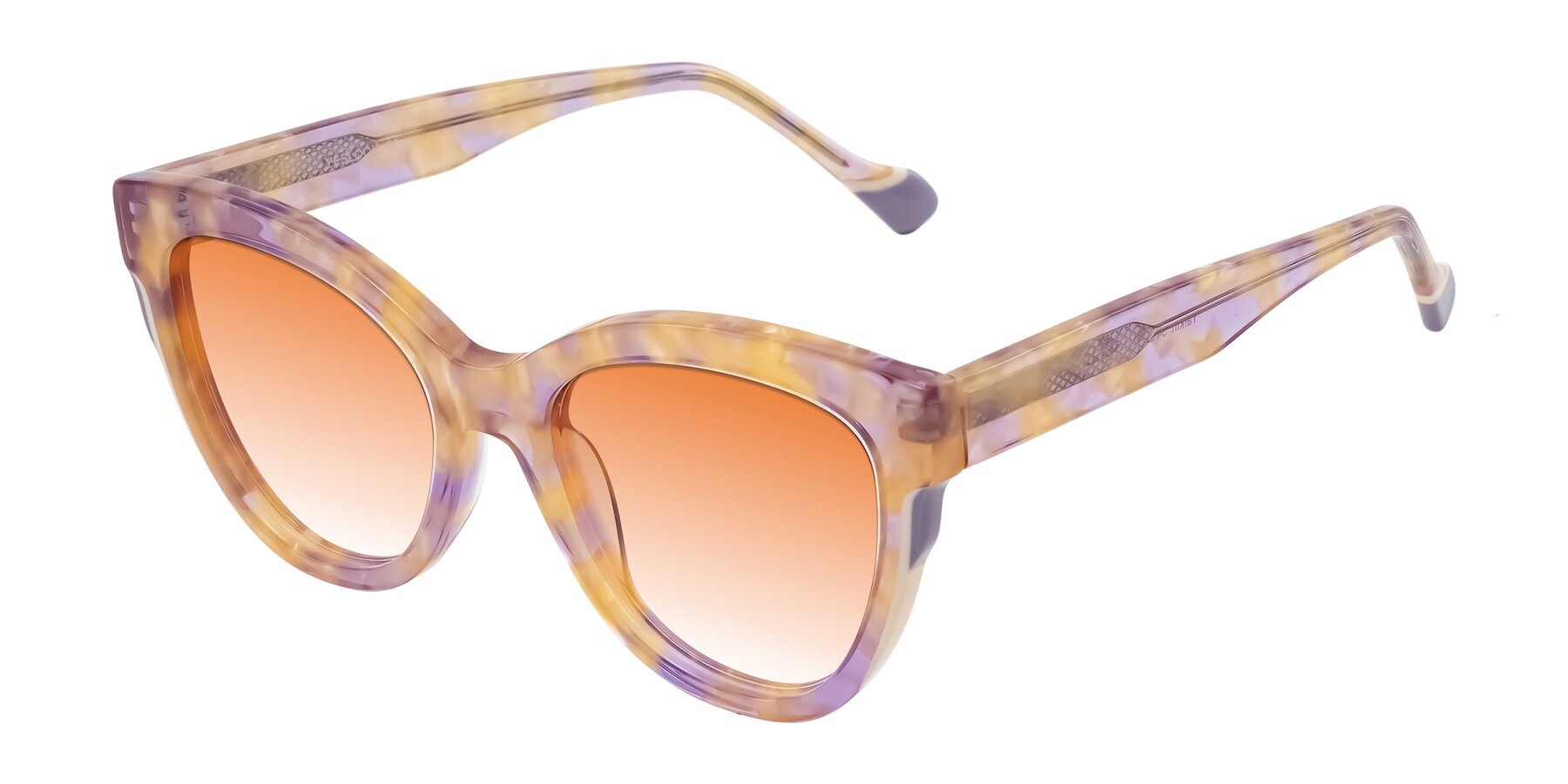 Angle of Yalkin in Floral Tortoise with Orange Gradient Lenses