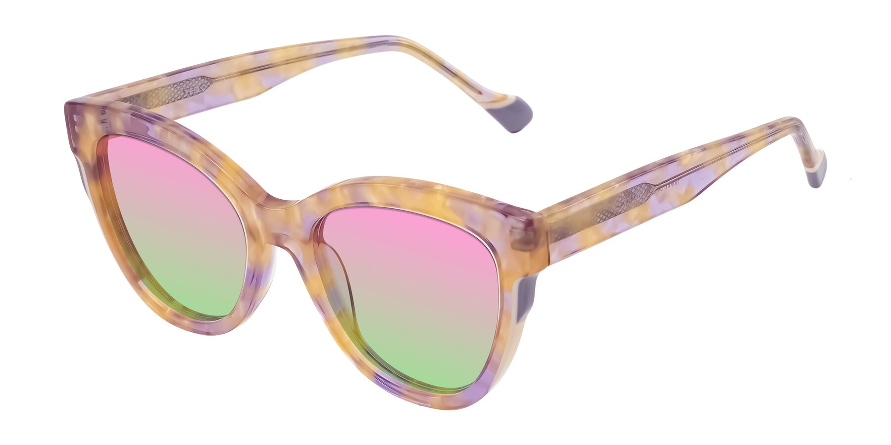 Angle of Yalkin in Floral Tortoise with Pink / Green Gradient Lenses
