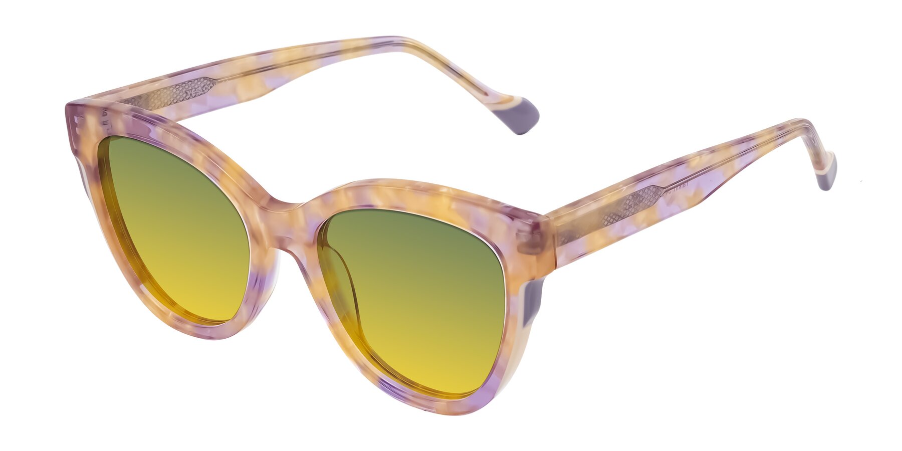 Angle of Yalkin in Floral Tortoise with Green / Yellow Gradient Lenses