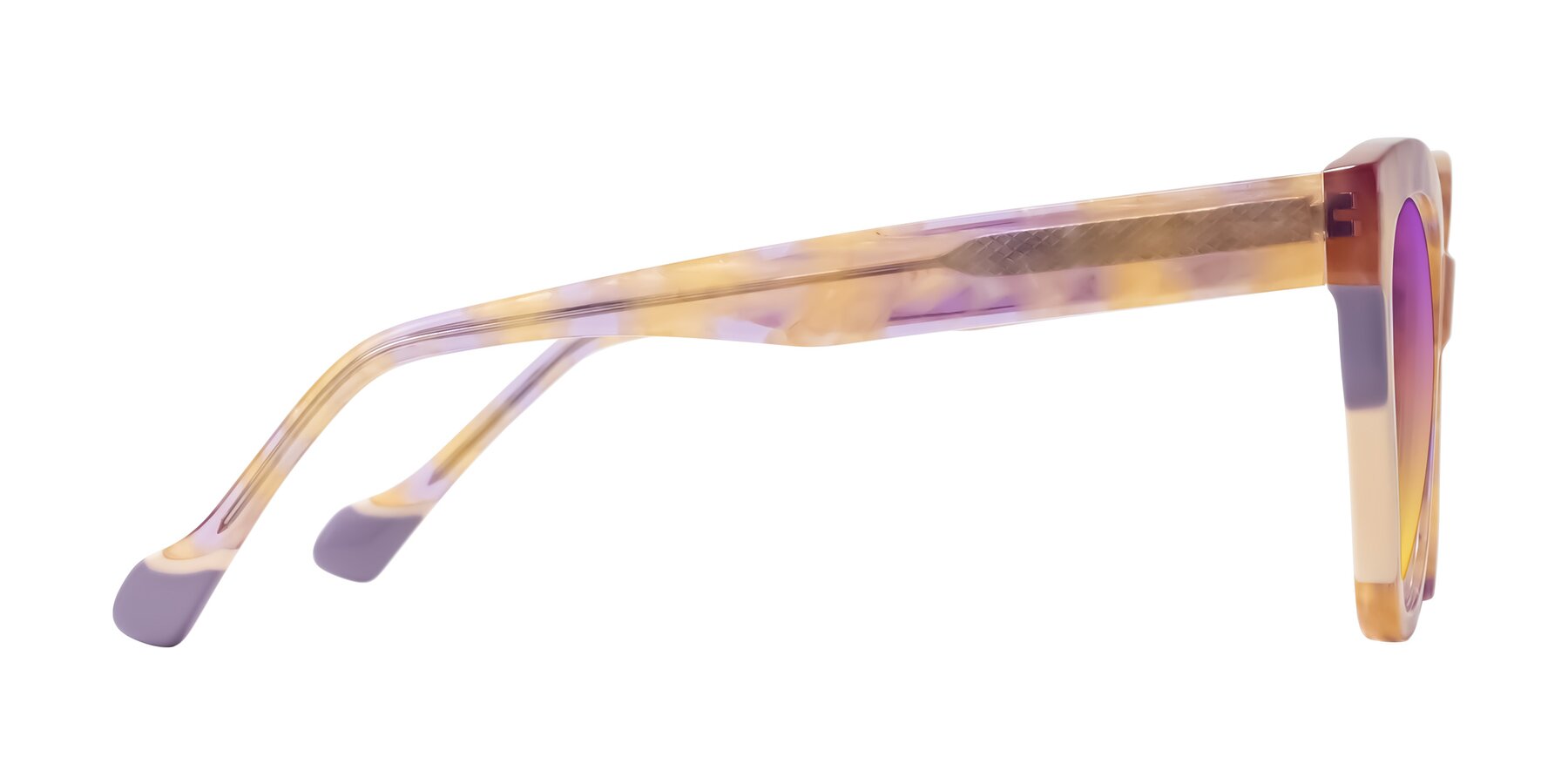 Side of Yalkin in Floral Tortoise with Purple / Yellow Gradient Lenses