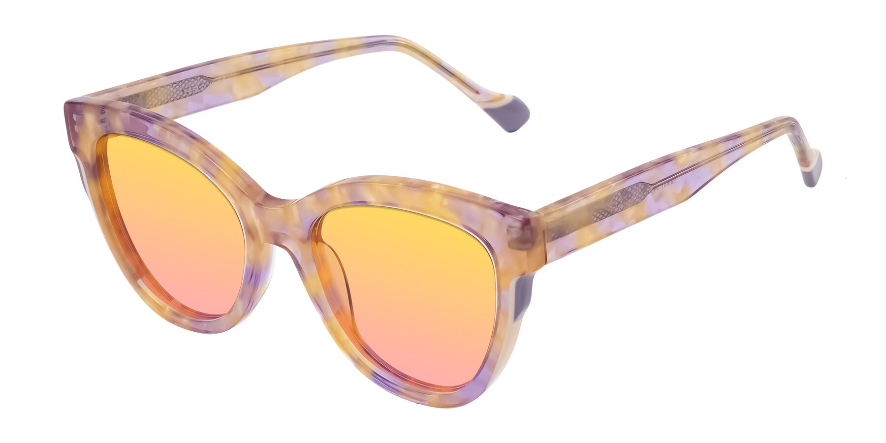 Angle of Yalkin in Floral Tortoise with Yellow / Pink Gradient Lenses