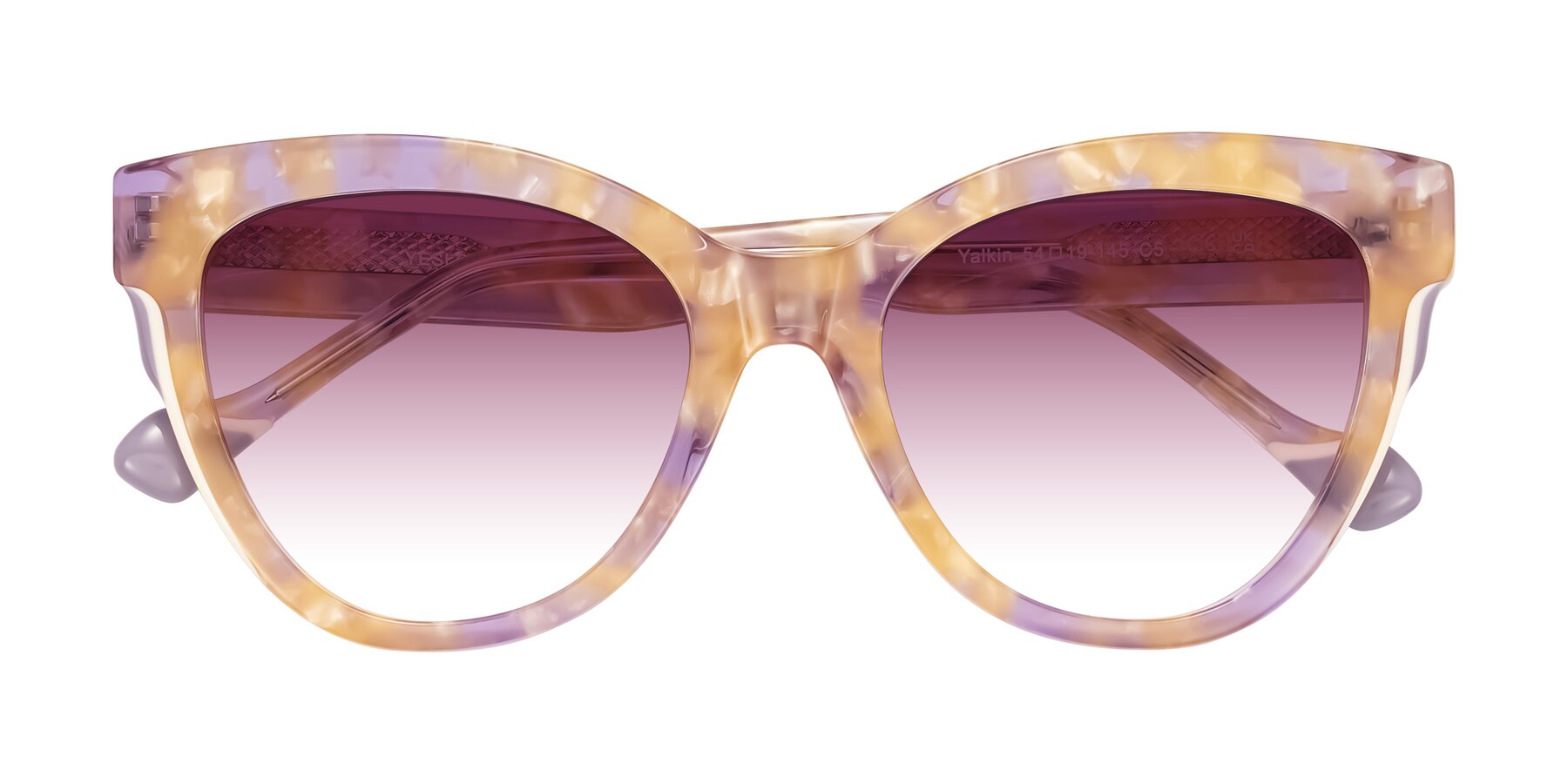 Folded Front of Yalkin in Floral Tortoise with Wine Gradient Lenses