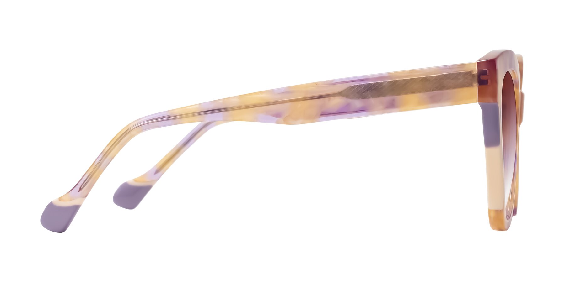 Side of Yalkin in Floral Tortoise with Garnet Gradient Lenses