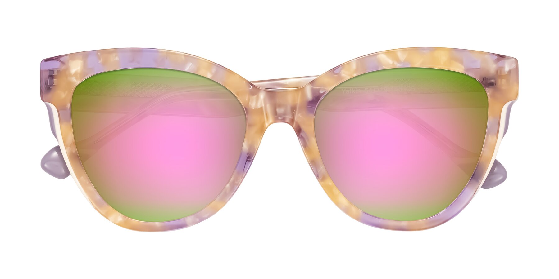 Folded Front of Yalkin in Floral Tortoise with Pink Mirrored Lenses