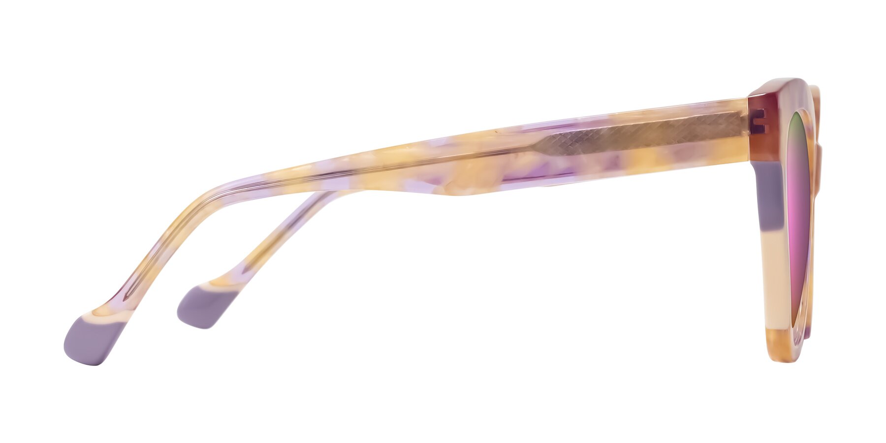 Side of Yalkin in Floral Tortoise with Pink Mirrored Lenses