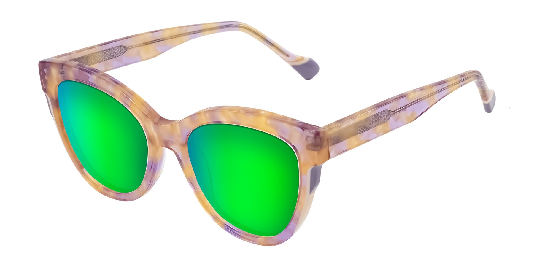 Angle of Yalkin in Floral Tortoise with Green Mirrored Lenses