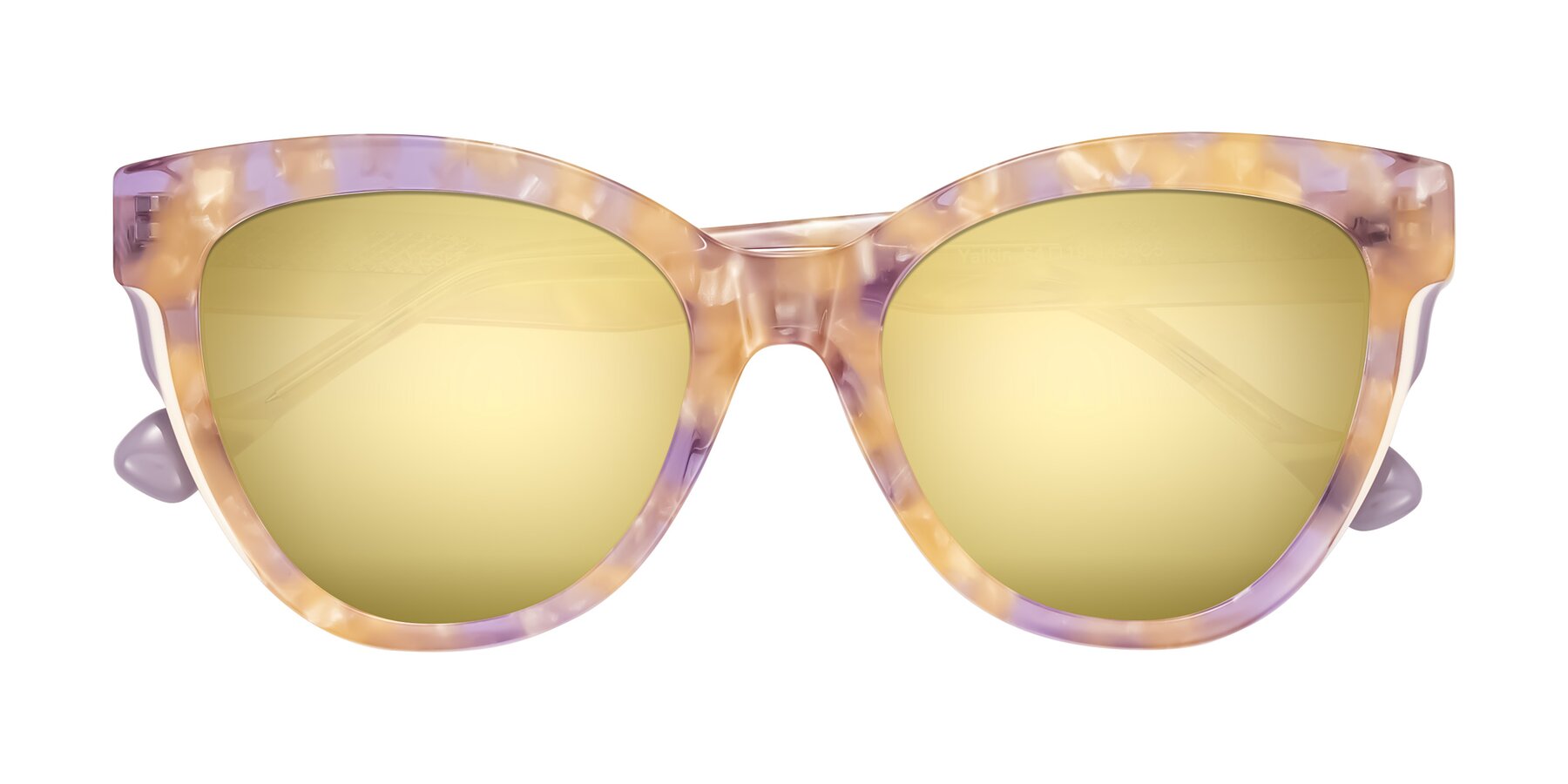 Folded Front of Yalkin in Floral Tortoise with Gold Mirrored Lenses