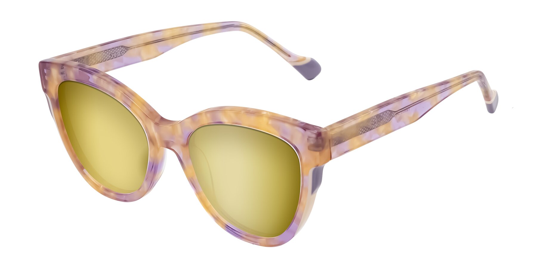 Angle of Yalkin in Floral Tortoise with Gold Mirrored Lenses