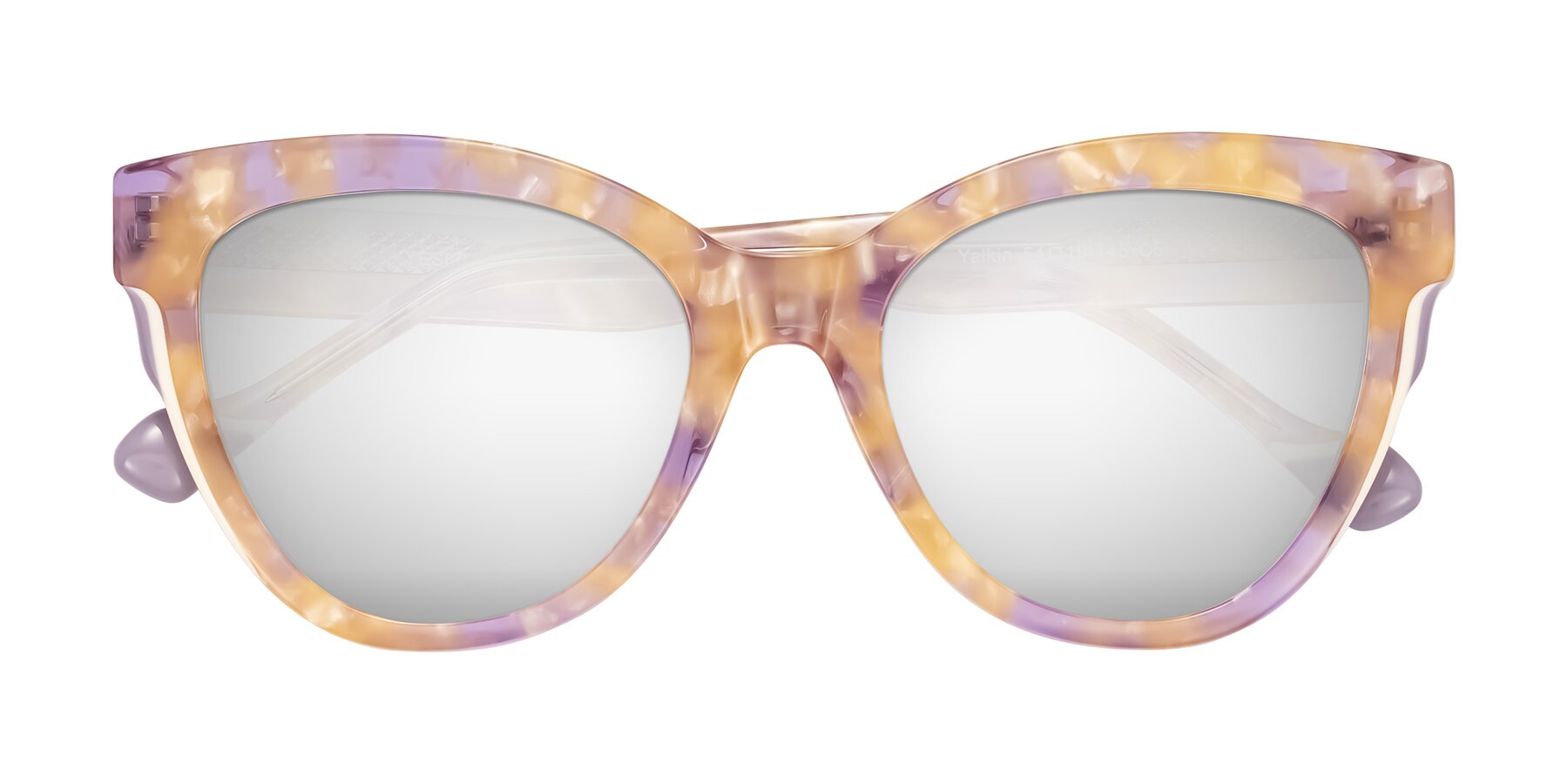Folded Front of Yalkin in Floral Tortoise with Silver Mirrored Lenses