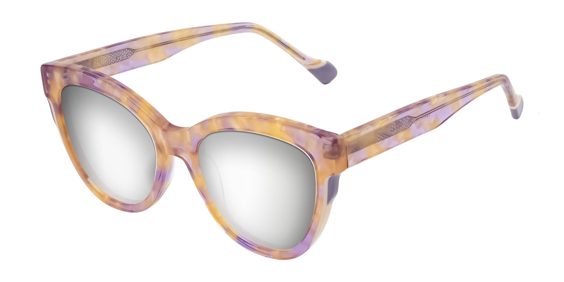 Angle of Yalkin in Floral Tortoise with Silver Mirrored Lenses