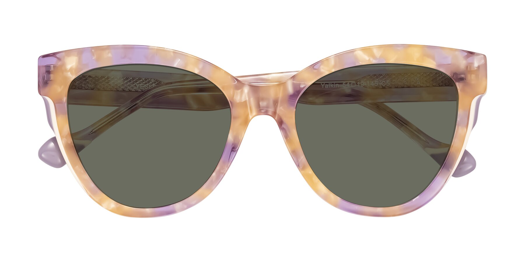 Folded Front of Yalkin in Floral Tortoise with Gray Polarized Lenses