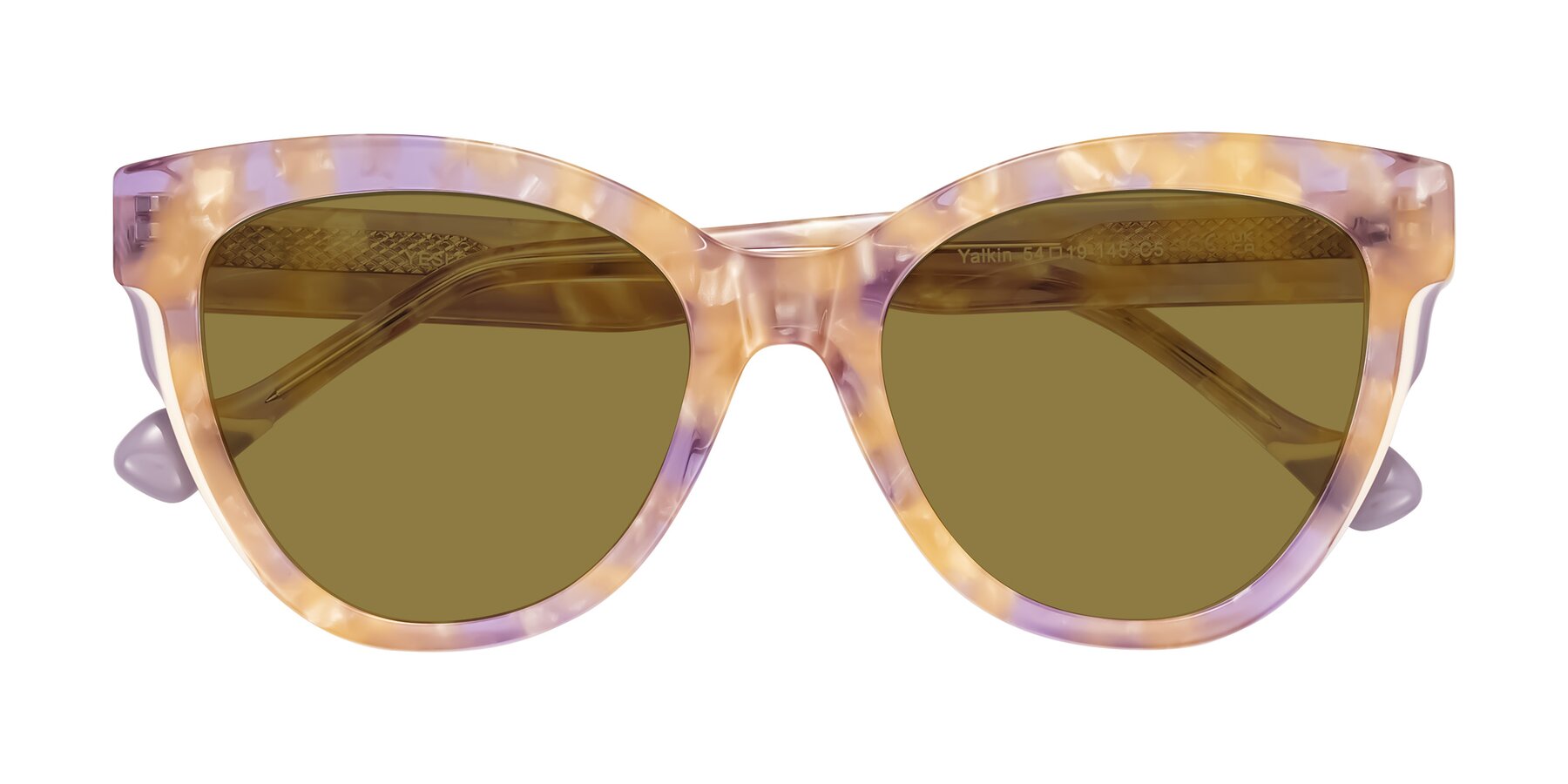 Folded Front of Yalkin in Floral Tortoise with Brown Polarized Lenses