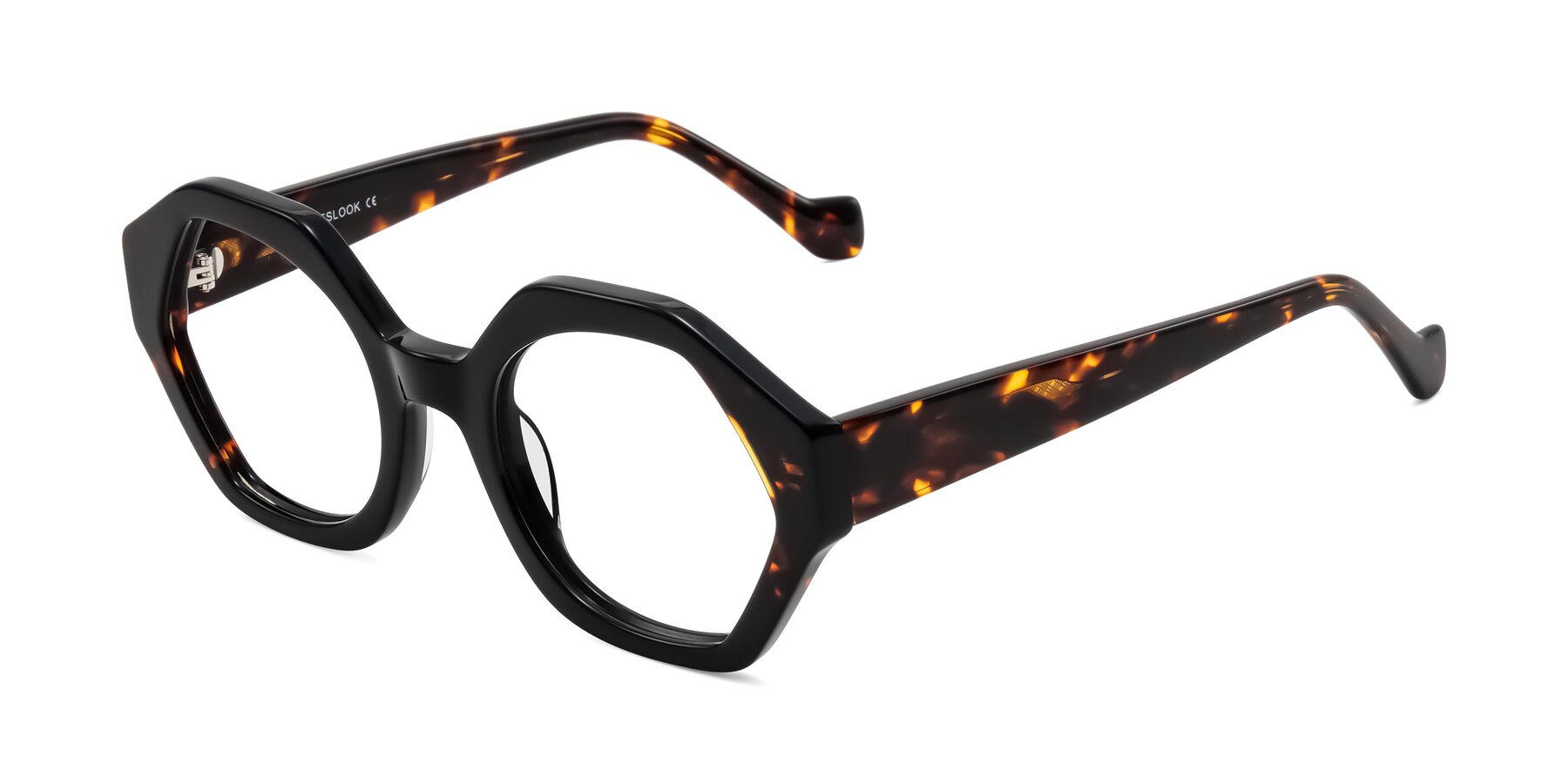 Angle of Kawa in Black/Tortoise with Clear Eyeglass Lenses