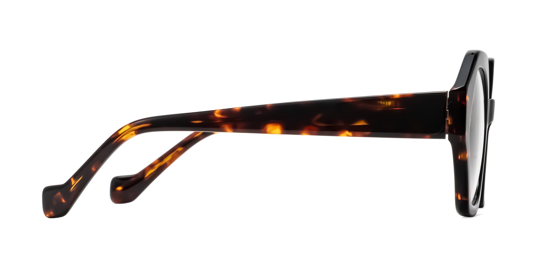 Side of Kawa in Black/Tortoise with Clear Eyeglass Lenses