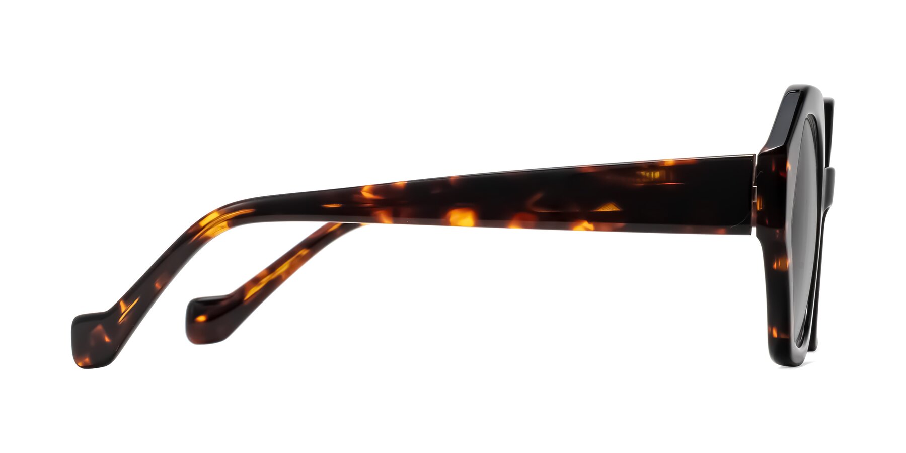 Side of Kawa in Black/Tortoise with Light Gray Tinted Lenses