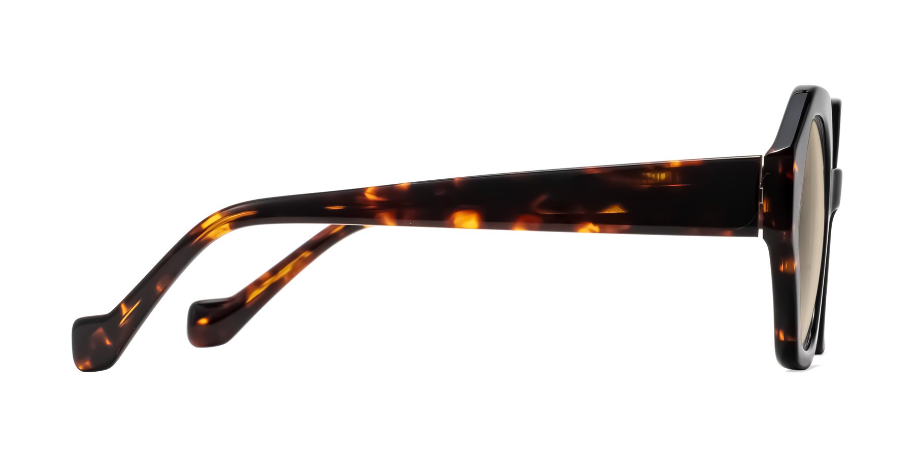 Side of Kawa in Black/Tortoise with Light Brown Tinted Lenses