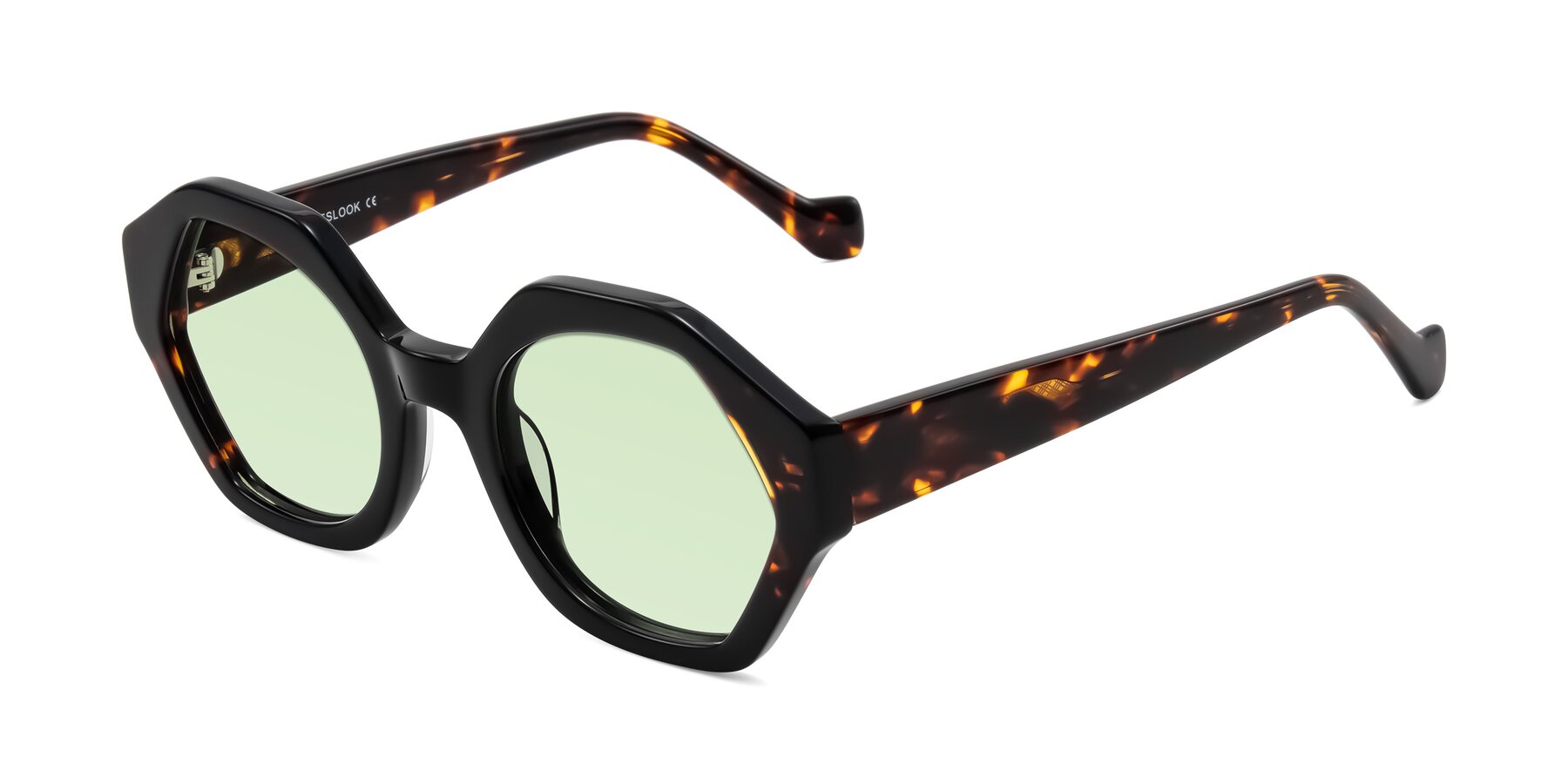 Angle of Kawa in Black/Tortoise with Light Green Tinted Lenses