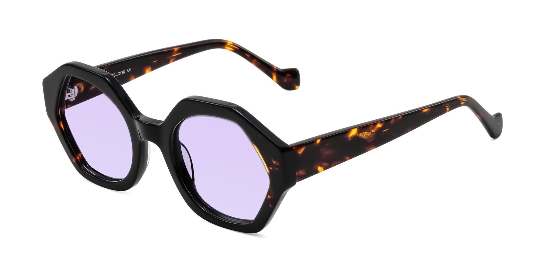 Angle of Kawa in Black/Tortoise with Light Purple Tinted Lenses