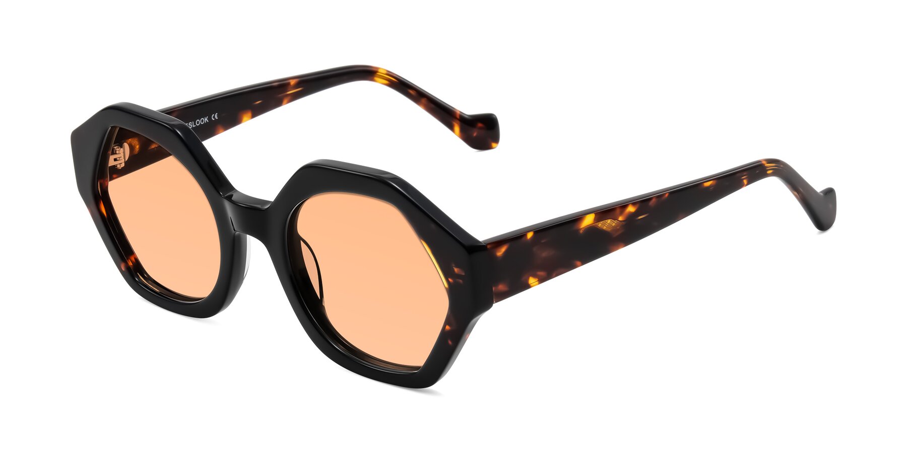 Angle of Kawa in Black/Tortoise with Light Orange Tinted Lenses