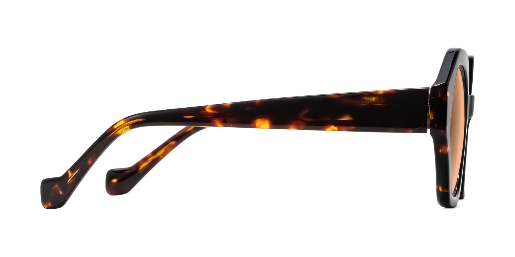 Side of Kawa in Black/Tortoise with Light Orange Tinted Lenses