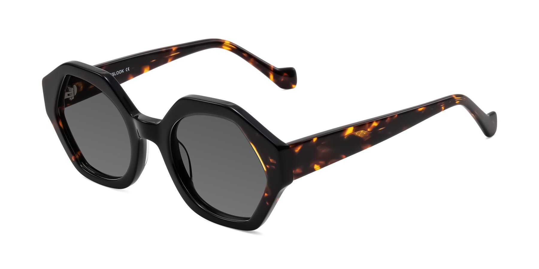 Angle of Kawa in Black/Tortoise with Medium Gray Tinted Lenses