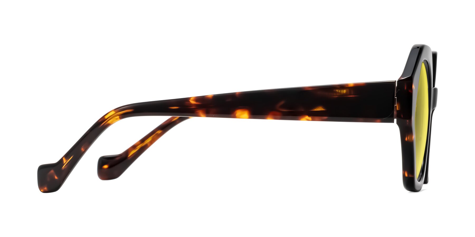Side of Kawa in Black/Tortoise with Medium Yellow Tinted Lenses