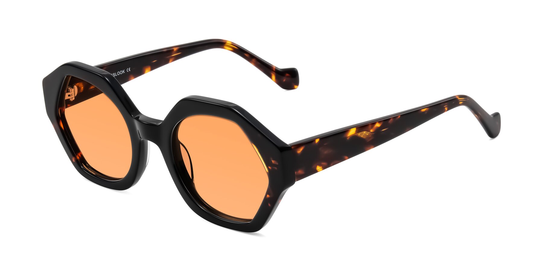 Angle of Kawa in Black/Tortoise with Medium Orange Tinted Lenses