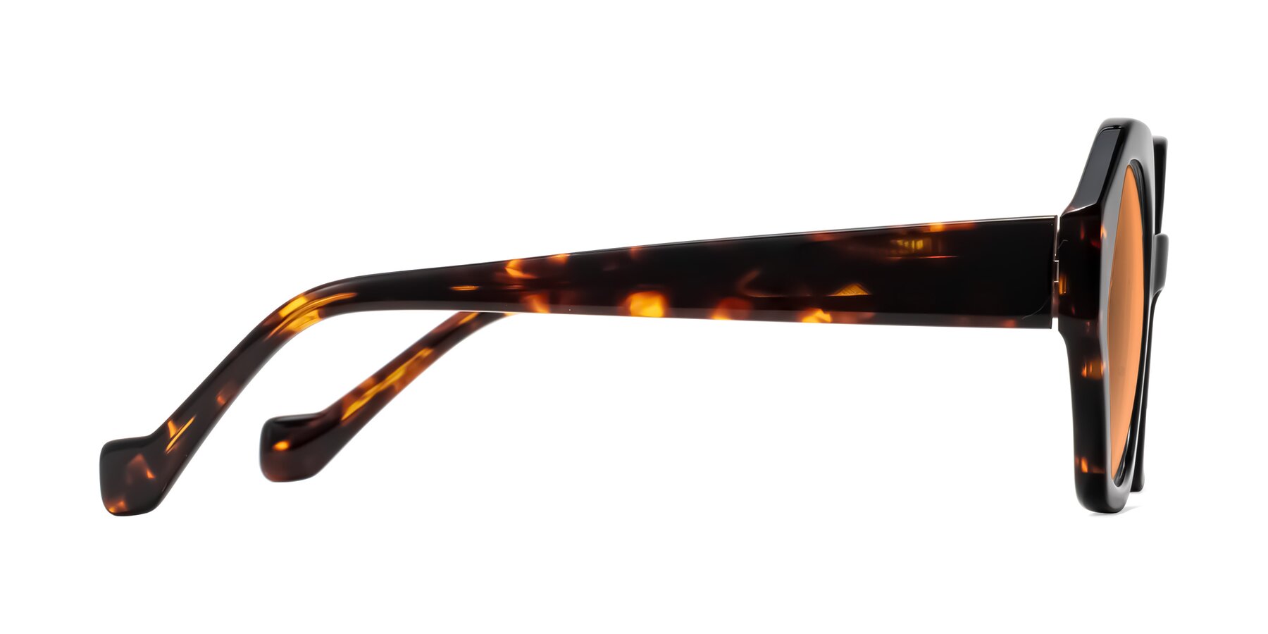 Side of Kawa in Black/Tortoise with Medium Orange Tinted Lenses