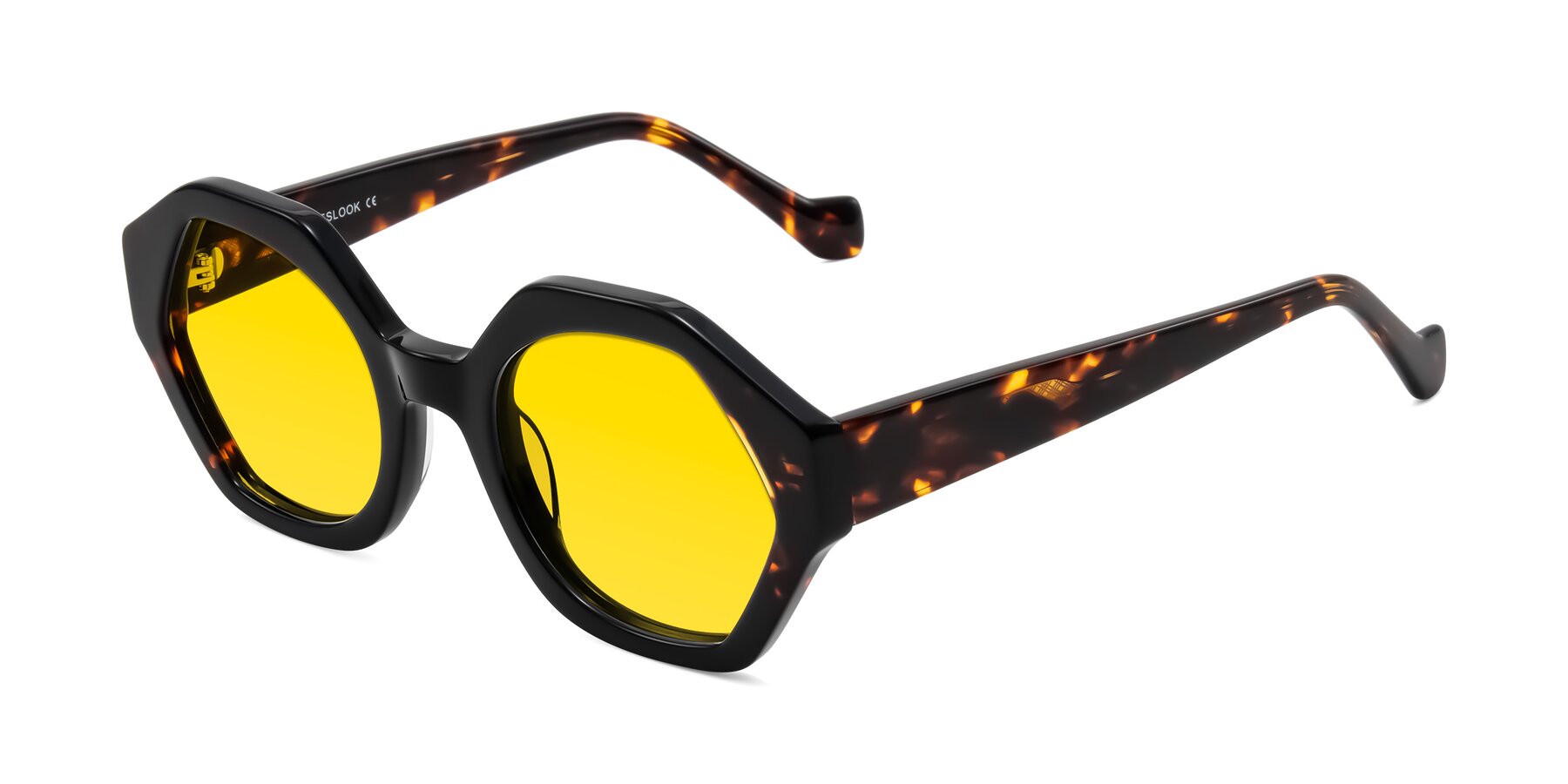 Angle of Kawa in Black/Tortoise with Yellow Tinted Lenses